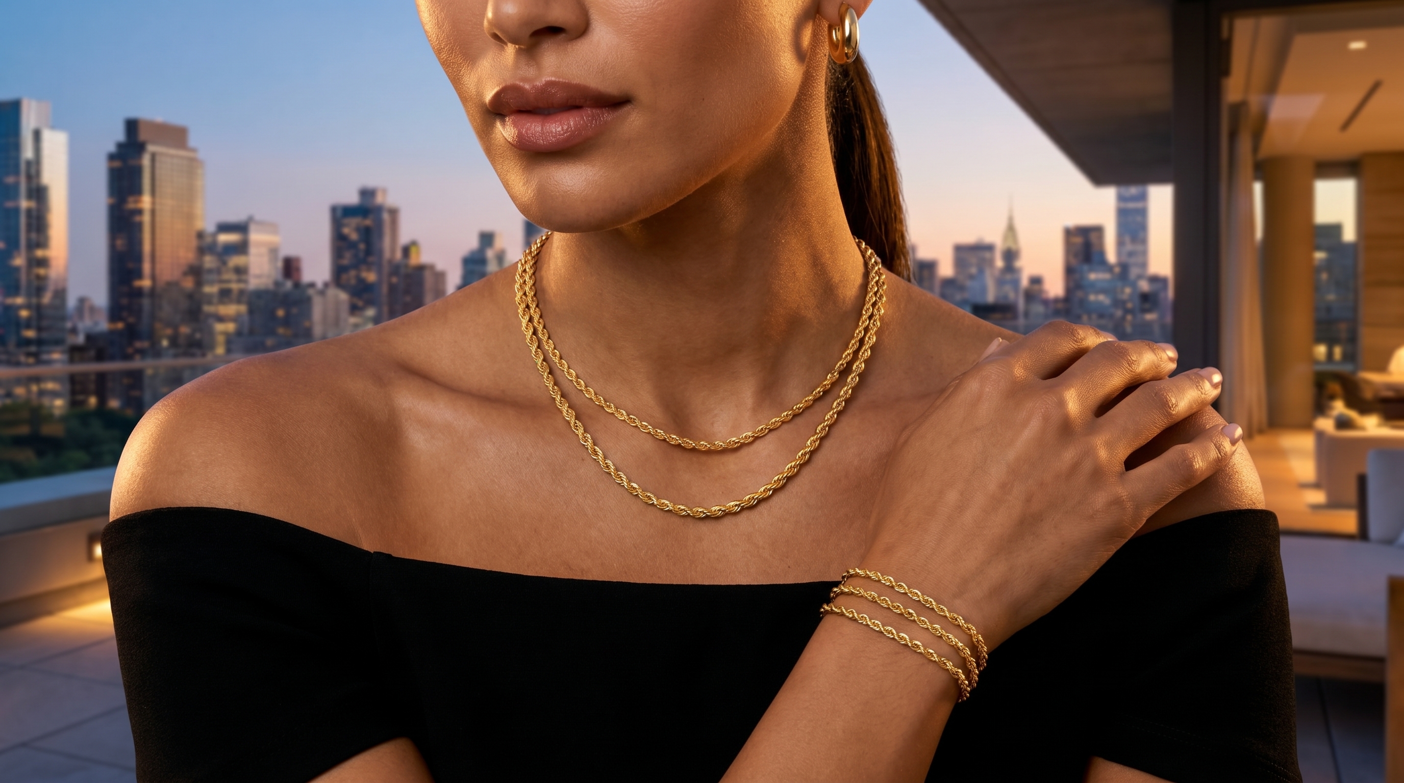 Gold chain editorial highlight